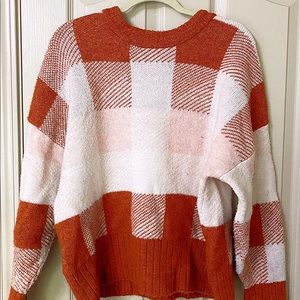 a • new day - White & burgundy buffalo checkered winter sweater ♥️